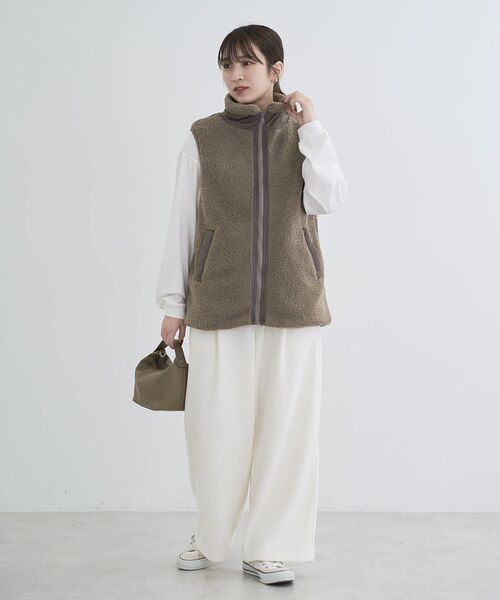 ベスト ジレ ボアスタンドカラーベスト レディース STYLEBLOCK ベスト ジレ ボアスタンドカラーベスト レディース