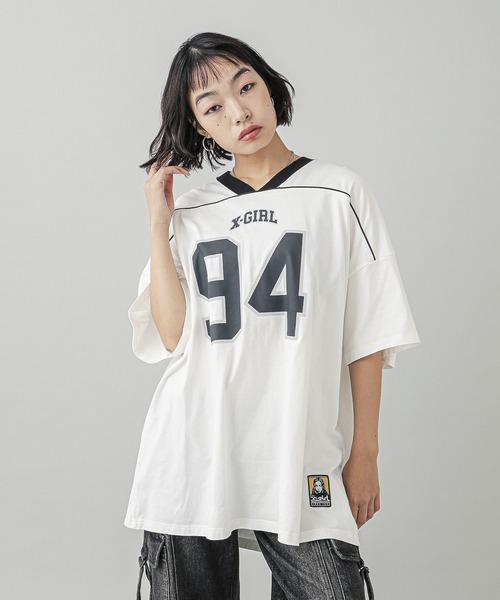 国内配送★X-girl★BONJOUR LOGO Tシャツワンピ 完売必至 X-girl ワンピース NUMBERING S/S BIG TEE DRESS : ZOZOTOWN