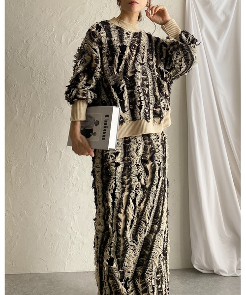 Mサイズ♡鍵編みニット♡お洒落セットアップ ロゴ入りニットセットアップ | one after another NICE CLAUP(ワン