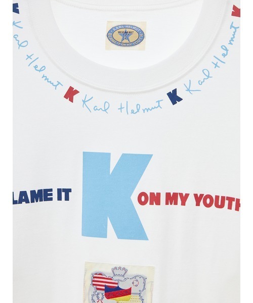 カールヘルム　ロゴ&ワッペン　長袖Tシャツ　ブラック Karl Helmut tシャツ Kロゴネームワッペン長袖Tシャツ メンズ