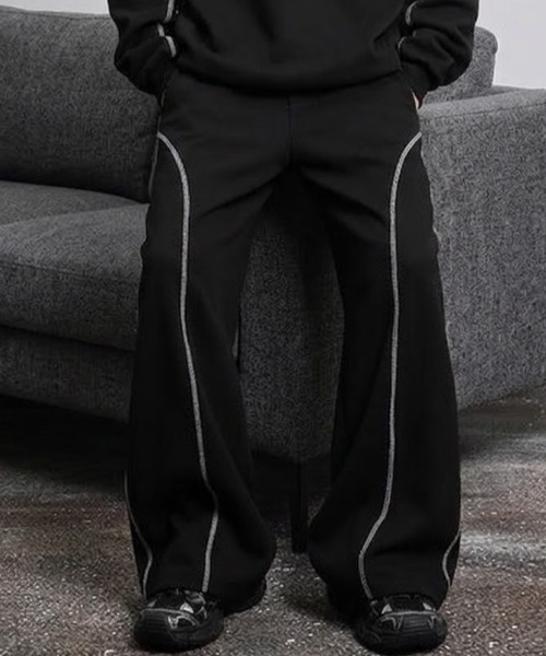 link lot スウェットパンツ ジャージ 配色ステッチスウェットワイド