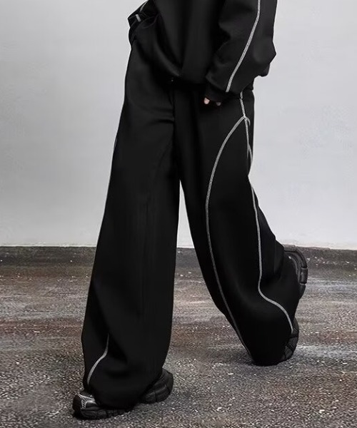 link lot スウェットパンツ ジャージ 配色ステッチスウェットワイド