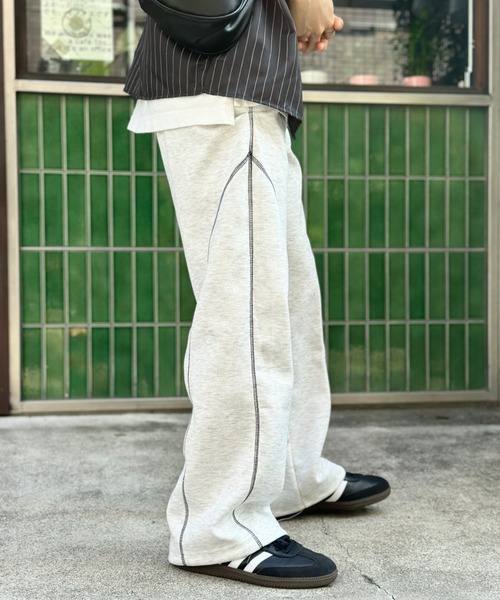 link lot スウェットパンツ ジャージ 配色ステッチスウェットワイド