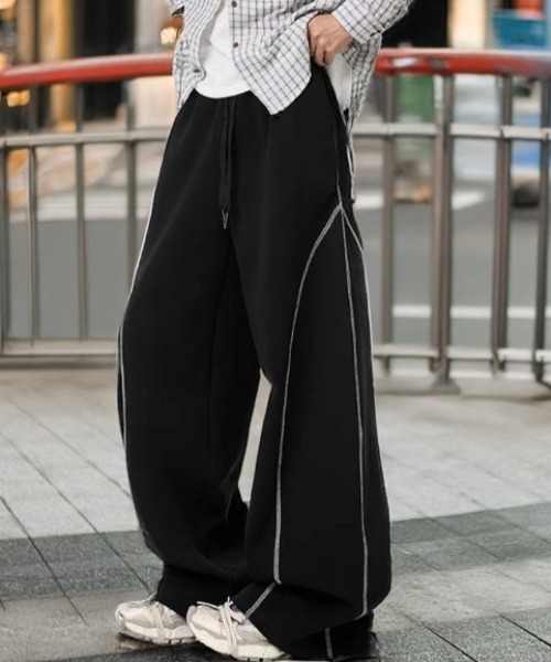 link lot スウェットパンツ ジャージ 配色ステッチスウェットワイド
