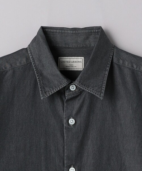 UNITED ARROWS シャツ ALBINI ブラックデニム セミワイドカラー