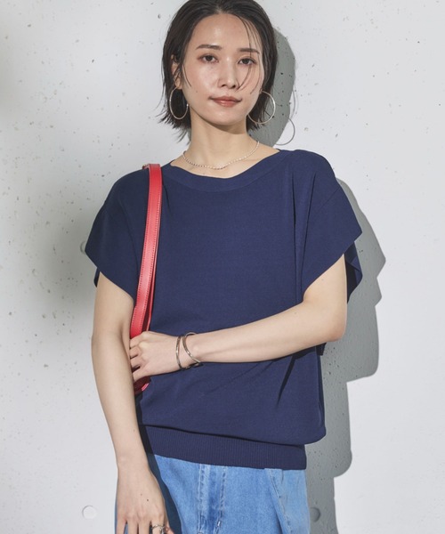 ☆美品☆aimeine エメイン　ジャガードフレンチスリーブニット ダークグレー aimeine エメイン ジャガードフレンチスリーブニット - メルカリ