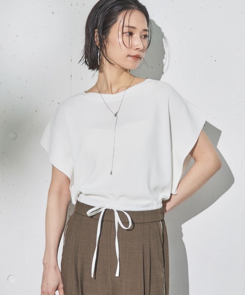 ☆美品☆aimeine エメイン　ジャガードフレンチスリーブニット ダークグレー シャギーヤーンフレンチスリーブニット | AMBIENT オンラインストア