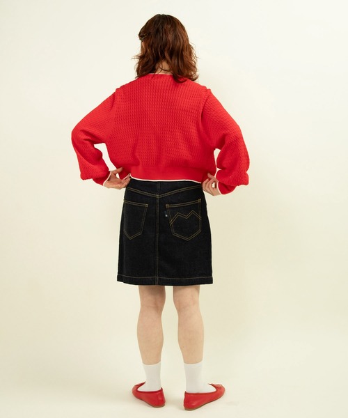 CHILD WOMAN カーディガン coolcottonケーブル編み ショート