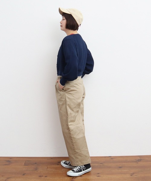 CHILD WOMENクルーネックショートカーディガン CHILD WOMAN カーディガン coolcottonケーブル編み ショート