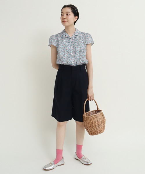 ブラウス シャツ 「WEB別注」LIBERTY/リバティ コリーンズ・オーチャード 開襟キャップスリーブブラウス レディース セール】【WEB別注】LIBERTY/リバティ コリーンズ・オーチャード