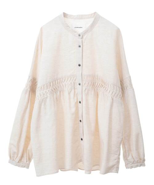 ブラウス シャツ 「LOURMARIN」バンドカラータックブラウス レディース