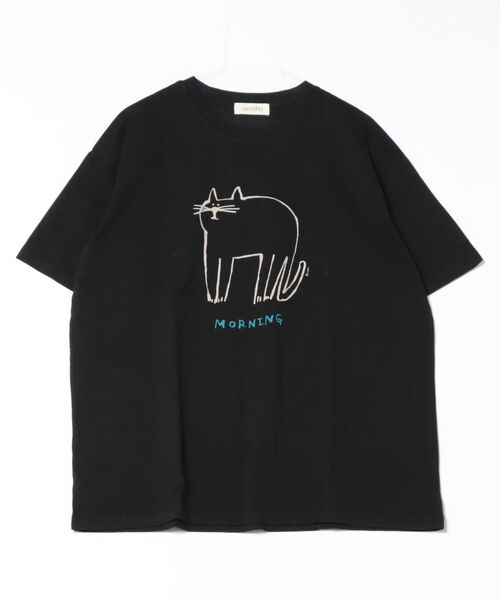 tシャツ キャットロゴプリントTシャツ レディース aimoha tシャツ キャットプリントデザインTシャツ レディース