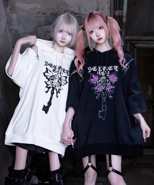Amilige くまのパーカー Amilige パーカー CROSS BEARプリントパーカー レディース