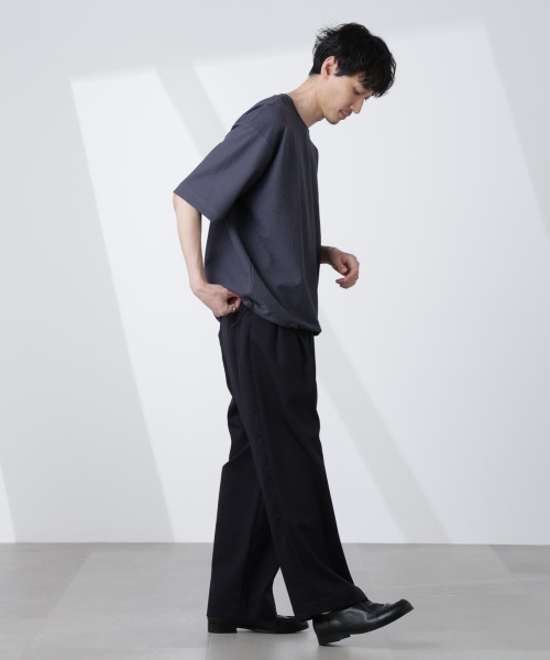 NANO universe tシャツ シルケットサッカーワイドTシャツ 半袖