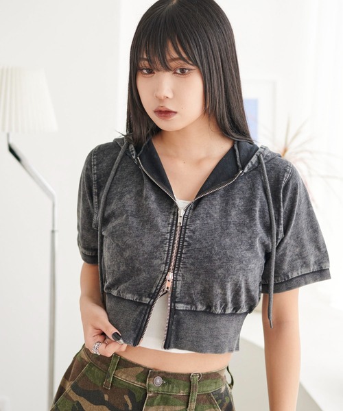 OZZONEST ショートパーカー Short Length Zip Parka LP Women/ショートレングスジップ