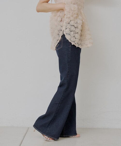 最終値下げ⭐️ ロメオジリ　花柄　総柄　薔薇　パンツ　青　フレアパンツ 青系花柄 3XL パンツ - メルカリ