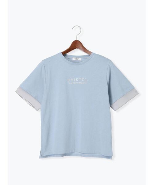 Te chichi TERRASSE tシャツ 型押しプリント袖切替Tシャツ レディース