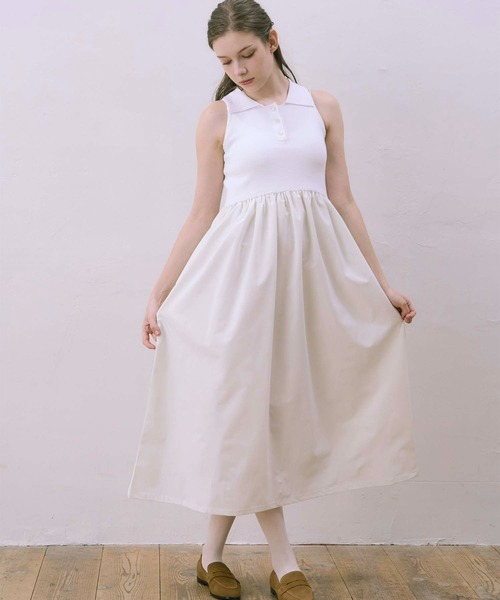 【即日発送】polo docking one-piece Luan ワンピース 「Luan」POLO DOCKING DRESS/ポロ襟ドッキング