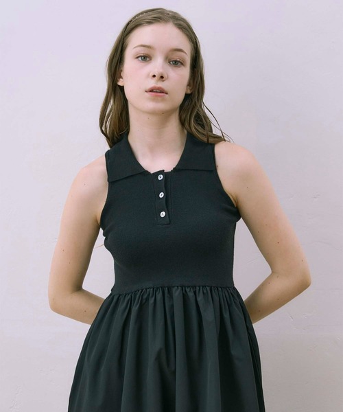 Luan ワンピース 「Luan」POLO DOCKING DRESS/ポロ襟ドッキング
