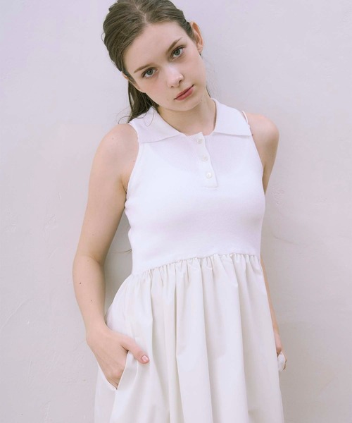 Luan ワンピース 「Luan」POLO DOCKING DRESS/ポロ襟ドッキング
