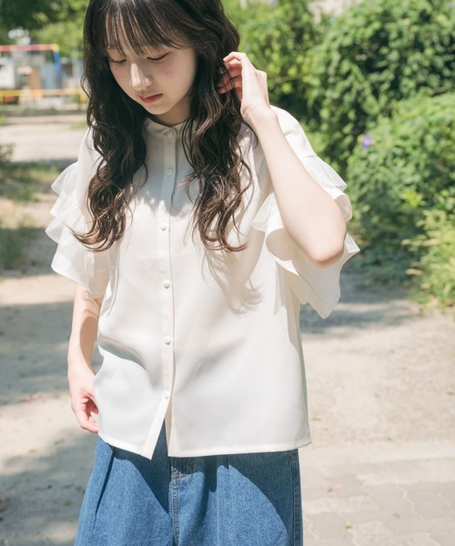 ITEMS URBANRESEARCH ブラウス シャツ チュールドッキングフリル