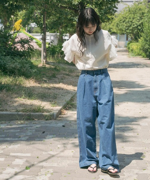 ITEMS URBANRESEARCH ブラウス シャツ チュールドッキングフリル