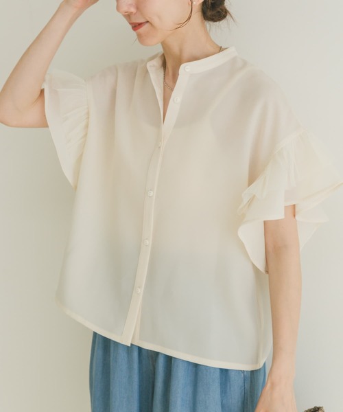 ITEMS URBANRESEARCH ブラウス シャツ チュールドッキングフリル