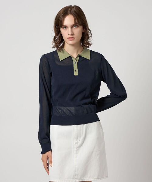 ニット セーター 「Steven Alan」リンガー ポロニット レディース STEVEN ALAN ニット セーター 「Steven Alan」リンガー