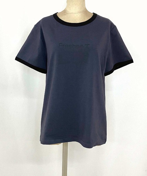 キュー Q リンガーロゴプリントT （ネイビー） Q tシャツ リンガーロゴプリントT レディース : ZOZOTOWN Yahoo