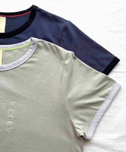 キュー Q リンガーロゴプリントT （ネイビー） Q tシャツ リンガーロゴプリントT レディース : ZOZOTOWN Yahoo