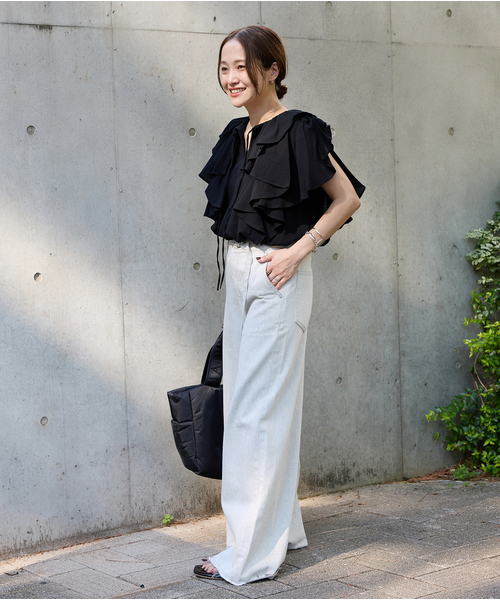 JOURNAL STANDARD コットンボイルブラウス　グリーン　F JOURNAL STANDARD ブラウス シャツ ラッフルカラーコットン