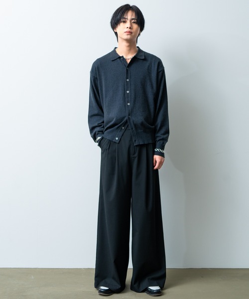 【SINSS】　ニットポロカーディガン　ブラウン　M SINSS】 ニットポロカーディガン ブラウン M