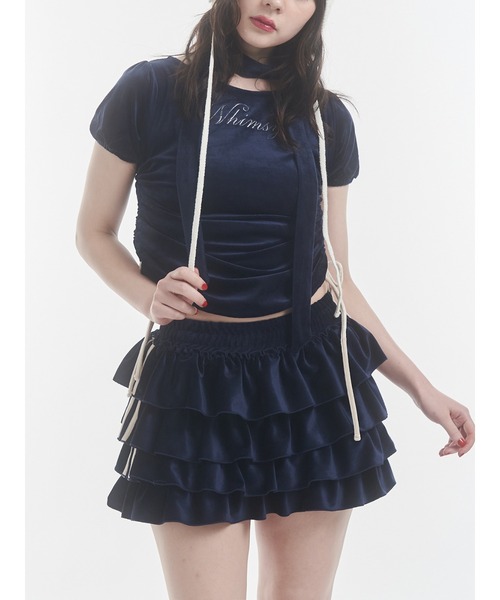 tシャツ ベロアチョーカートップス「セットアップ対応」 レディース