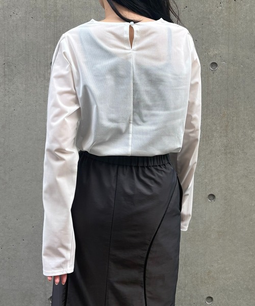 &g'aime tシャツ 「＆g'aime」シアーサイドラインロゴトップス