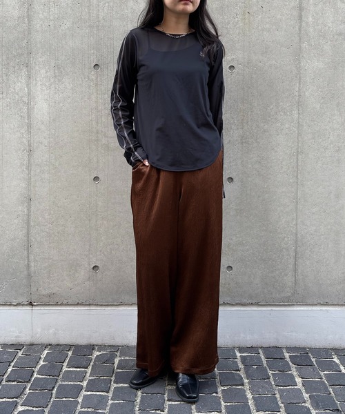 【新品未使用】 &g'aime トップス &g'aime tシャツ 「＆g'aime」シアーサイドラインロゴトップス