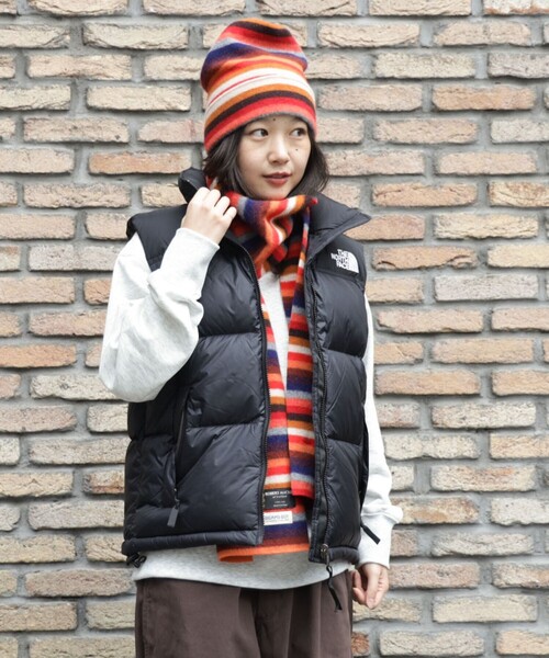 ノースフェイス ニット ダウンベスト レディース M グレー/黒 700フィル THE NORTH FACE（ザ ノースフェイス） ダウンベスト ベスト THE NORTH