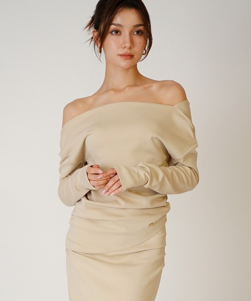 KINO THE KEI tシャツ 2WAY ドレープ アシンメトリー ヘム プル