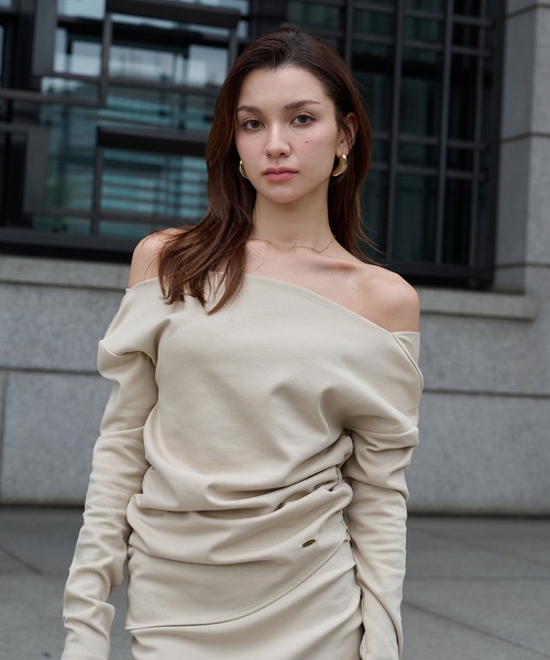 KINO THE KEI tシャツ 2WAY ドレープ アシンメトリー ヘム プル