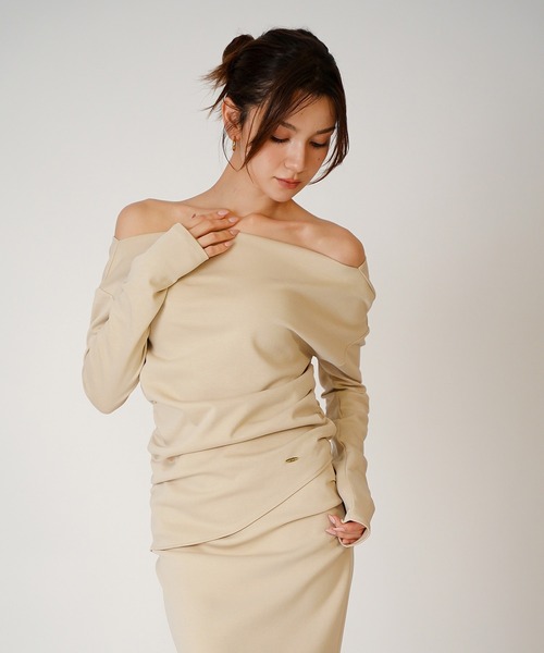 KINO THE KEI tシャツ 2WAY ドレープ アシンメトリー ヘム プル