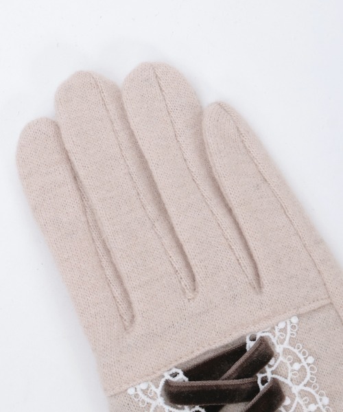 axes femme（アクシーズ ファム） 手袋 ベロアリボンレースアップ手袋
