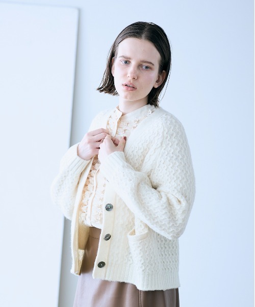 イエナ　IENA マリリンムーン　カーディガン Marilyn Moon（マリリンムーン） カーディガン wool cotton aran knit