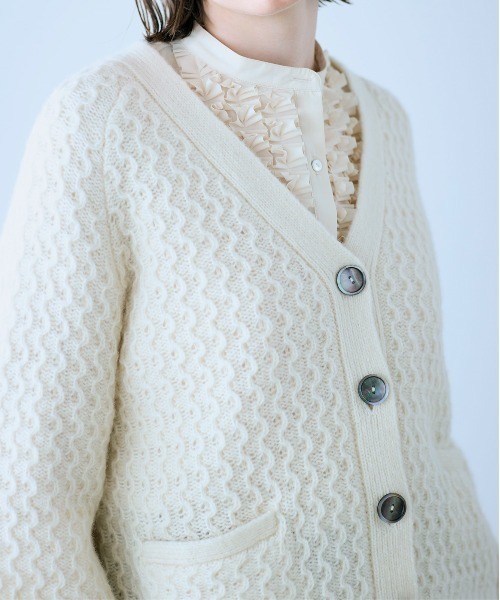 Marilyn Moon（マリリンムーン） カーディガン wool cotton aran knit