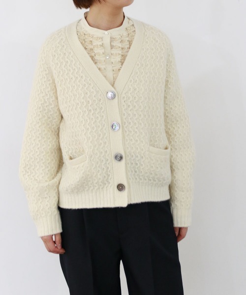 Marilyn Moon（マリリンムーン） カーディガン wool cotton aran knit