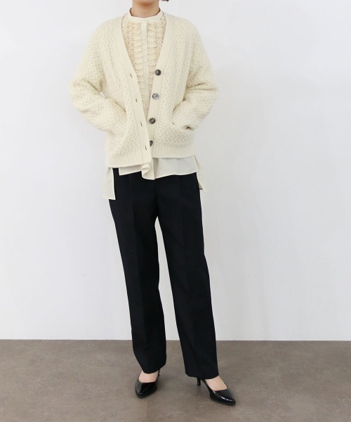 Marilyn Moon（マリリンムーン） カーディガン wool cotton aran knit