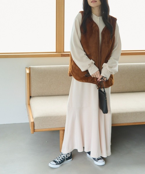 「ECRIRE」 ベスト L ブラウン レディース_画像3