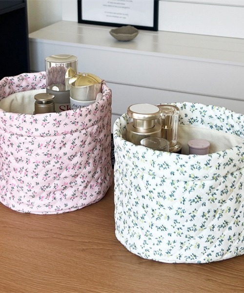 小物入れ Lyum Basket pyornim（ピョルニム） 収納 小花柄 キルティング バスケット 収納