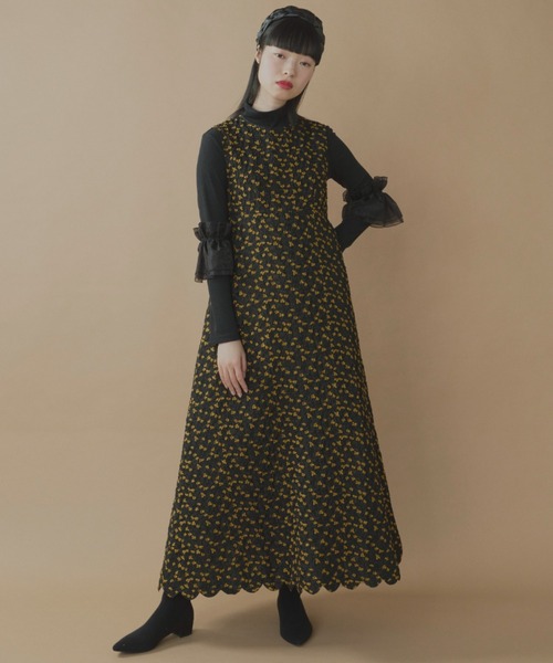 「PERNA」 ノースリーブワンピース MEDIUM ブラック レディースの画像