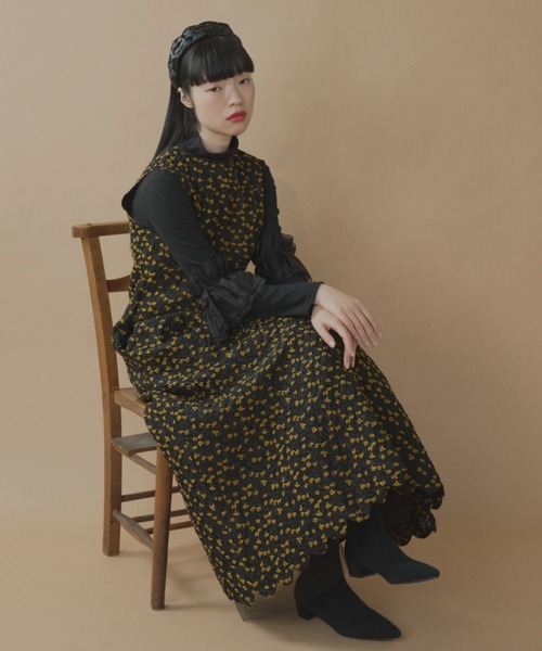 「PERNA」 ノースリーブワンピース MEDIUM ブラック レディースの画像