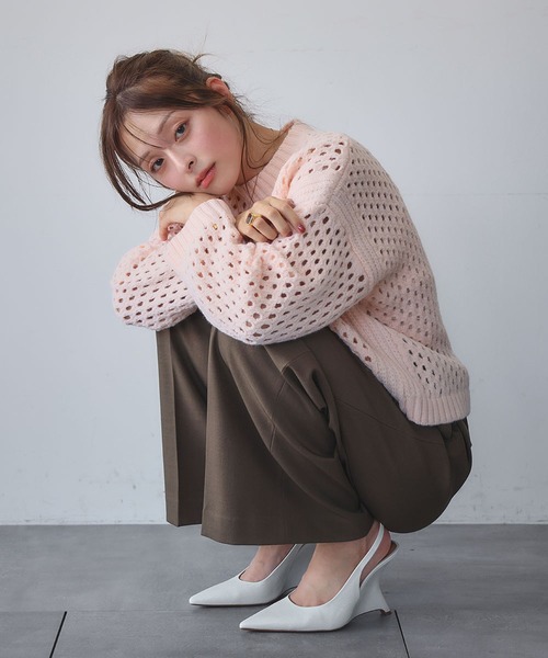 「ELFRANK」 長袖ニット FREE オフホワイト レディース_画像3