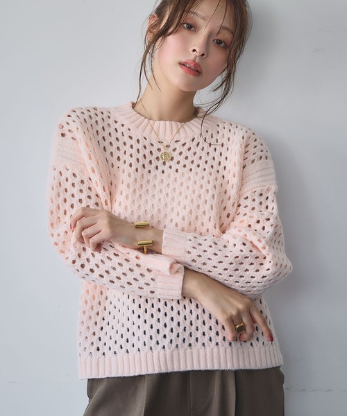 「ELFRANK」 長袖ニット FREE オフホワイト レディース_画像5